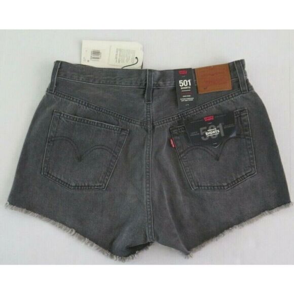 Levi's Premium 501 Women's Sz 31 Gray Distressed High Rise Cut Off Shorts $70+ - Picture 2 of 8